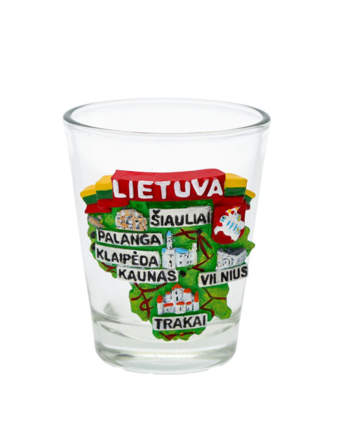 Suvenyrinis stikliukas su Lietuvos žemėlapiu